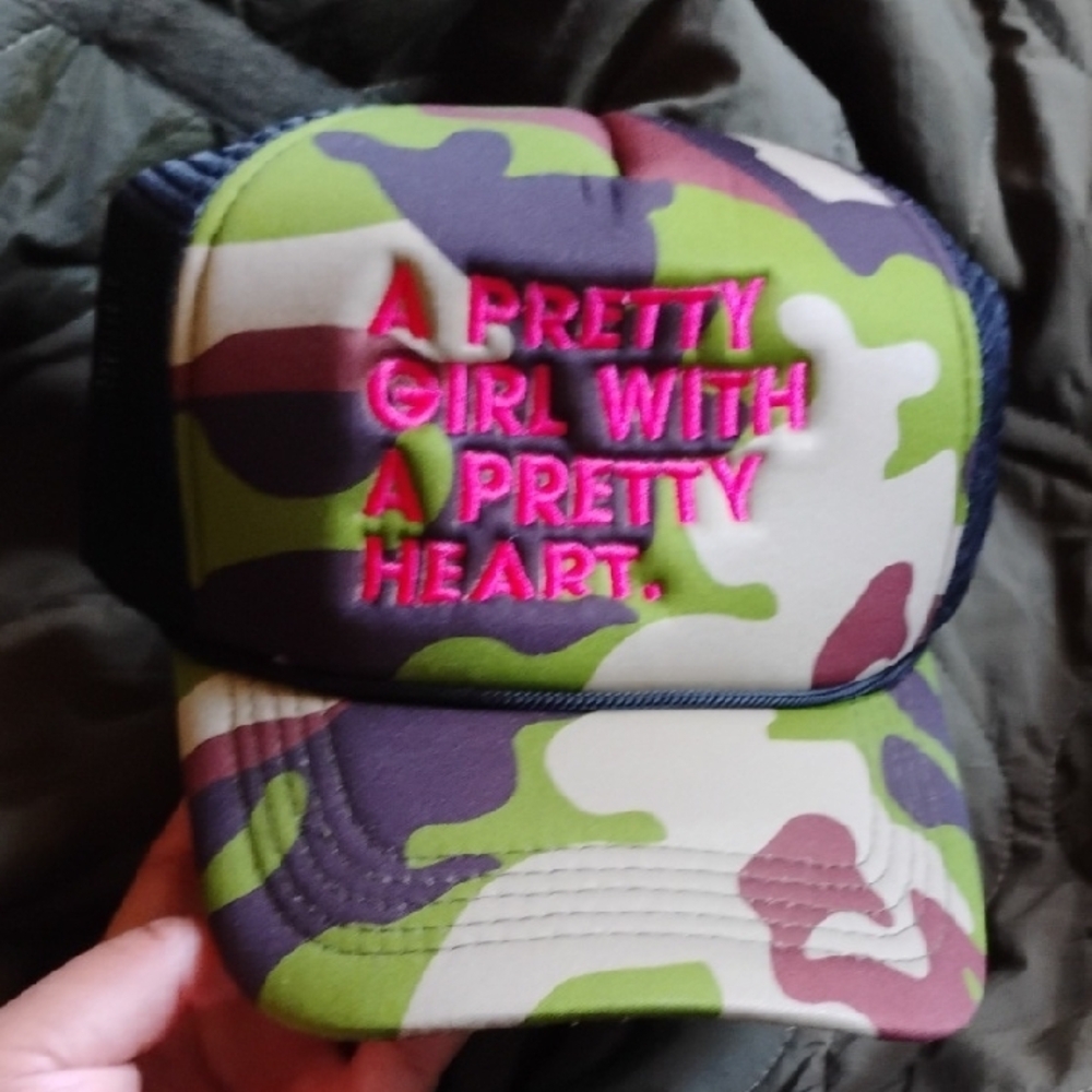 *New Unworn*Camouflage Trucker with Pink Embroidery